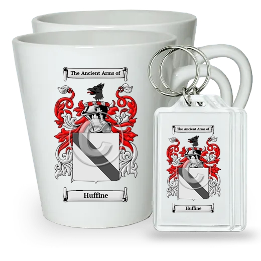 Huffine Pair of Latte Mugs and Pair of Keychains