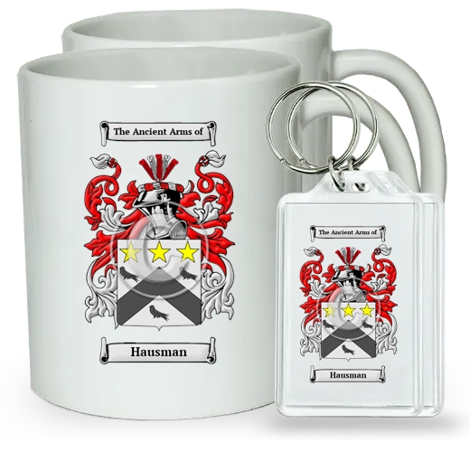 Hausman Pair of Coffee Mugs and Pair of Keychains