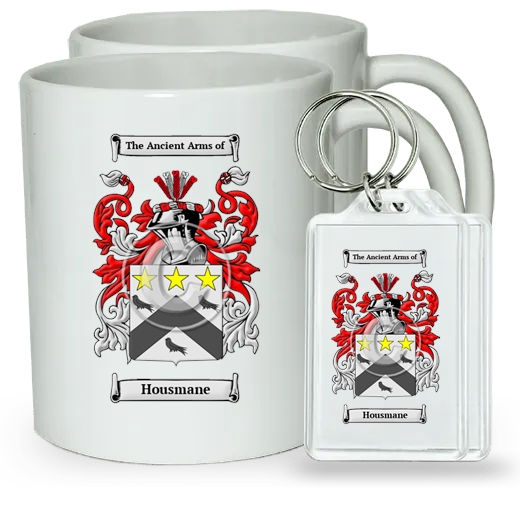 Housmane Pair of Coffee Mugs and Pair of Keychains