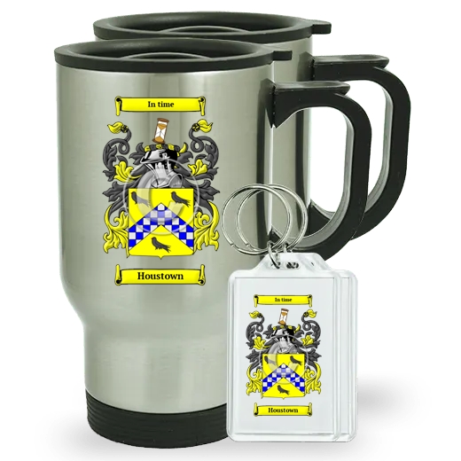 Houstown Pair of Travel Mugs and pair of Keychains