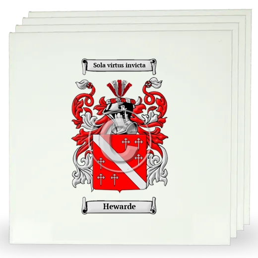 Hewarde Set of Four Large Tiles with Coat of Arms