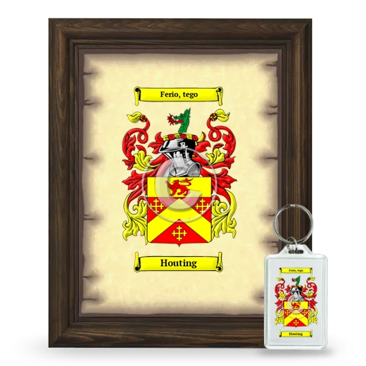 Houting Framed Coat of Arms and Keychain - Brown