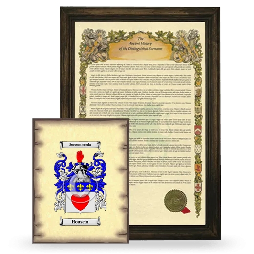 Housein Framed History and Coat of Arms Print - Brown