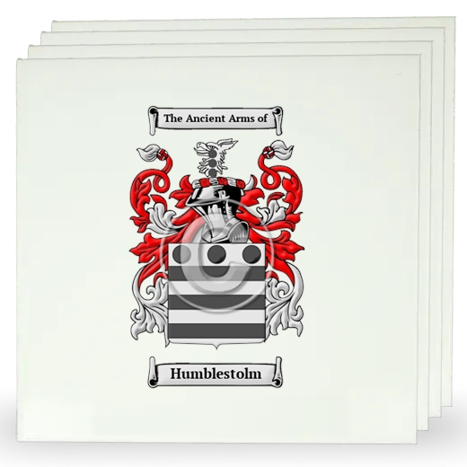 Humblestolm Set of Four Large Tiles with Coat of Arms