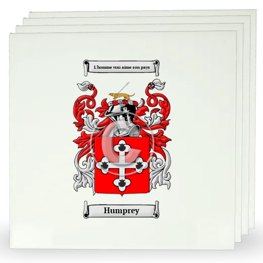 Humprey Set of Four Large Tiles with Coat of Arms