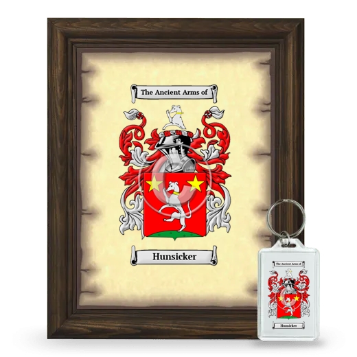 Hunsicker Framed Coat of Arms and Keychain - Brown