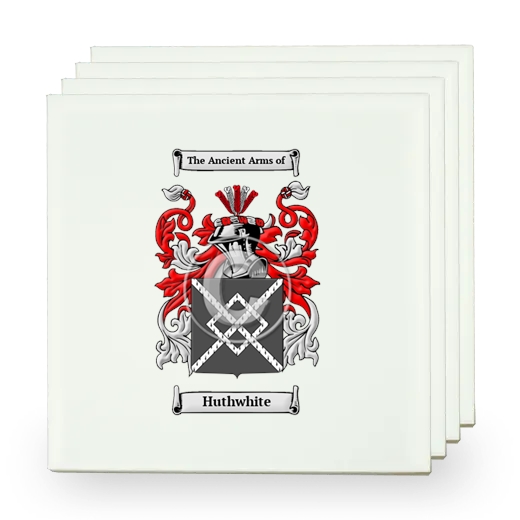 Huthwhite Set of Four Small Tiles with Coat of Arms