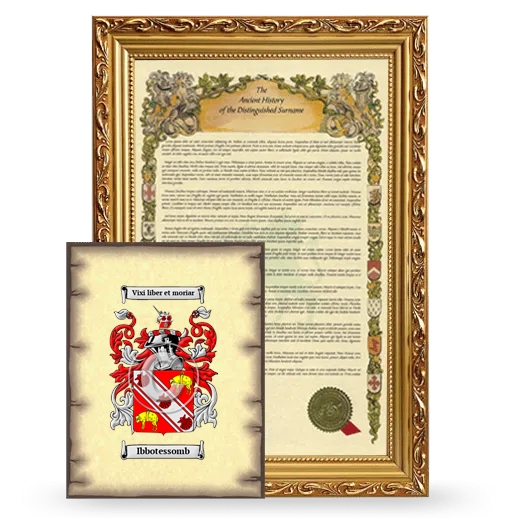 Ibbotessomb Framed History and Coat of Arms Print - Gold