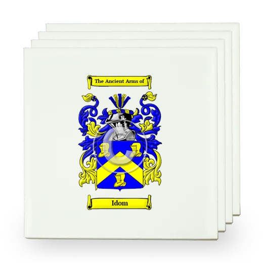 Idom Set of Four Small Tiles with Coat of Arms