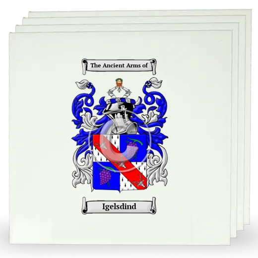 Igelsdind Set of Four Large Tiles with Coat of Arms