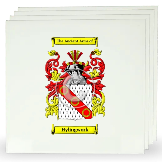 Hylingwork Set of Four Large Tiles with Coat of Arms