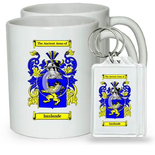 Imslande Pair of Coffee Mugs and Pair of Keychains