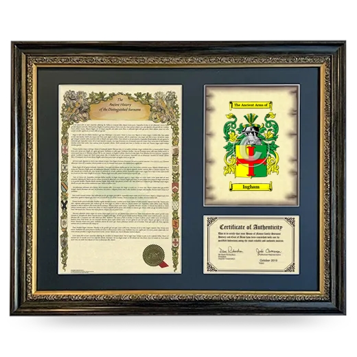 Ingham Framed Surname History and Coat of Arms- Heirloom