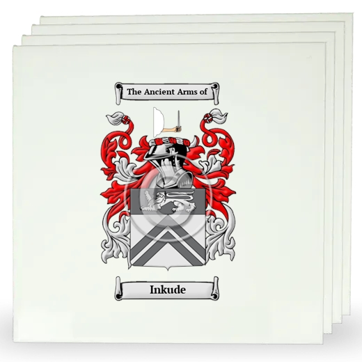 Inkude Set of Four Large Tiles with Coat of Arms
