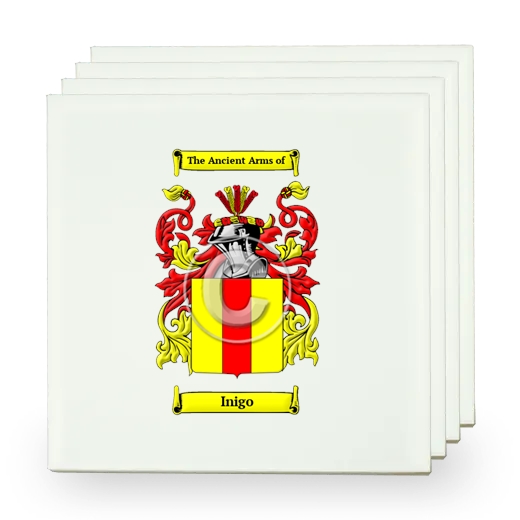 Inigo Set of Four Small Tiles with Coat of Arms