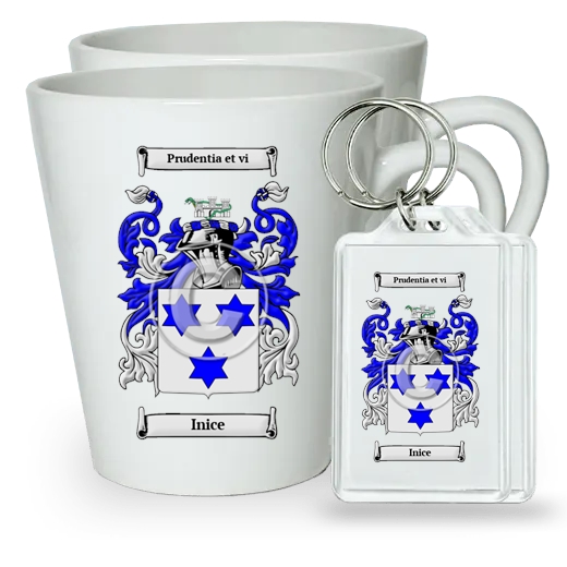 Inice Pair of Latte Mugs and Pair of Keychains