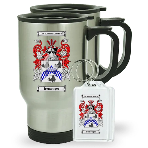 Iremonger Pair of Travel Mugs and pair of Keychains