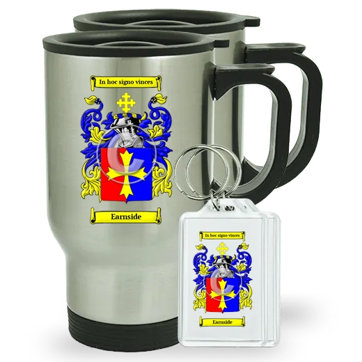 Earnside Pair of Travel Mugs and pair of Keychains