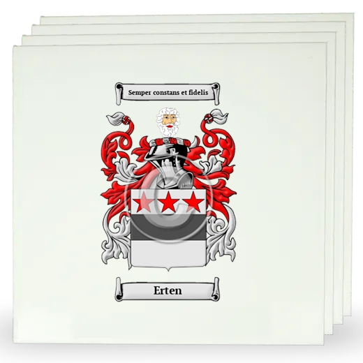 Erten Set of Four Large Tiles with Coat of Arms