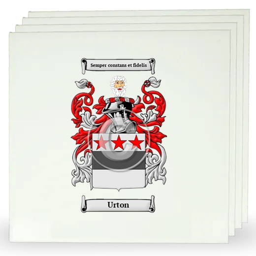 Urton Set of Four Large Tiles with Coat of Arms