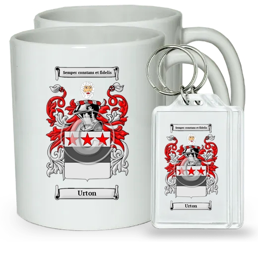 Urton Pair of Coffee Mugs and Pair of Keychains