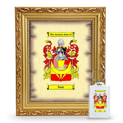 Ison Framed Coat of Arms and Keychain - Gold