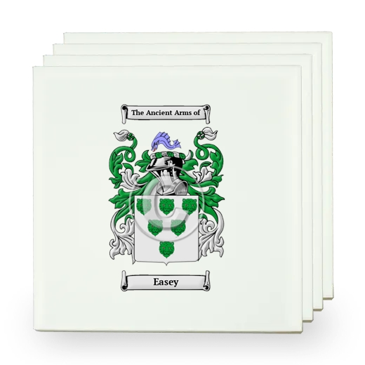 Easey Set of Four Small Tiles with Coat of Arms