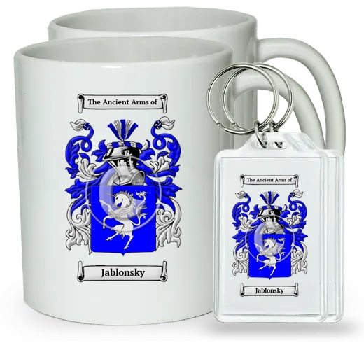 Jablonsky Pair of Coffee Mugs and Pair of Keychains