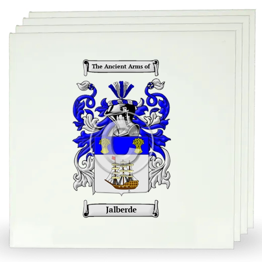 Jalberde Set of Four Large Tiles with Coat of Arms