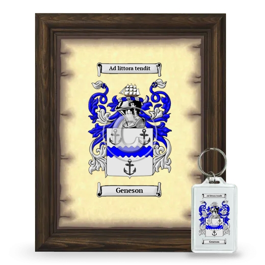 Geneson Framed Coat of Arms and Keychain - Brown