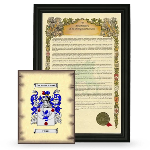 J'anes Framed History and Coat of Arms Print - Black