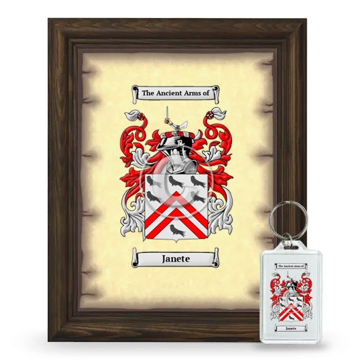 Janete Framed Coat of Arms and Keychain - Brown