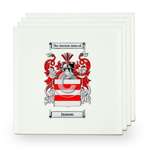 Janson Set of Four Small Tiles with Coat of Arms