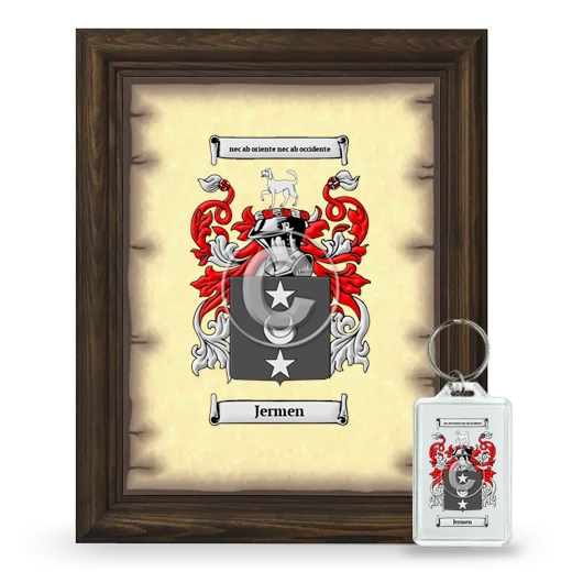 Jermen Framed Coat of Arms and Keychain - Brown