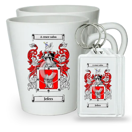 Jefers Pair of Latte Mugs and Pair of Keychains