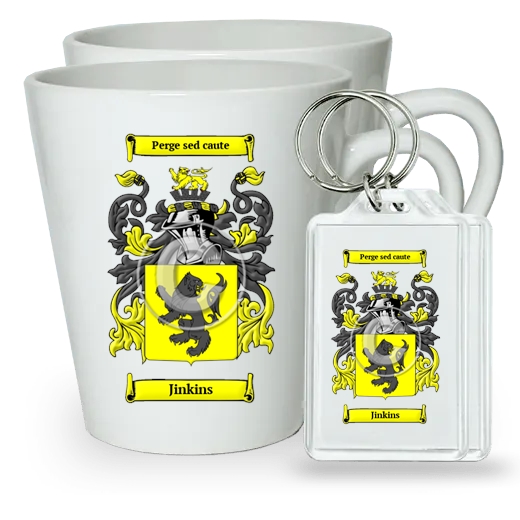 Jinkins Pair of Latte Mugs and Pair of Keychains