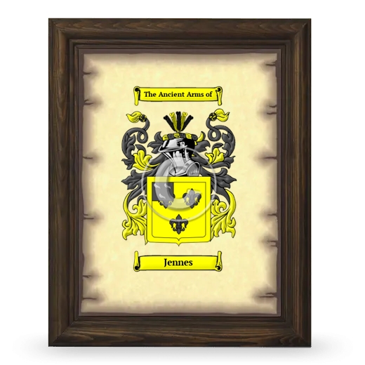 Jennes Coat of Arms Framed - Brown