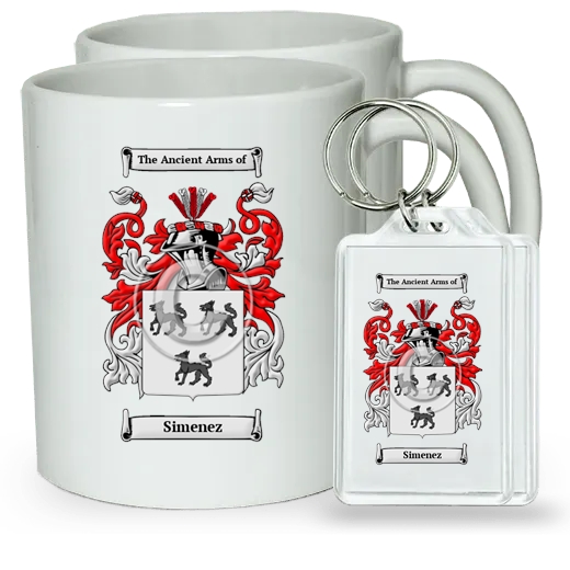 Simenez Pair of Coffee Mugs and Pair of Keychains