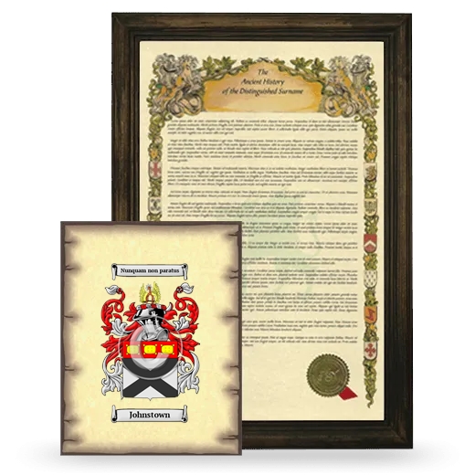 Johnstown Framed History and Coat of Arms Print - Brown