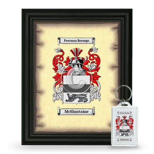 McShurtaine Framed Coat of Arms and Keychain - Black