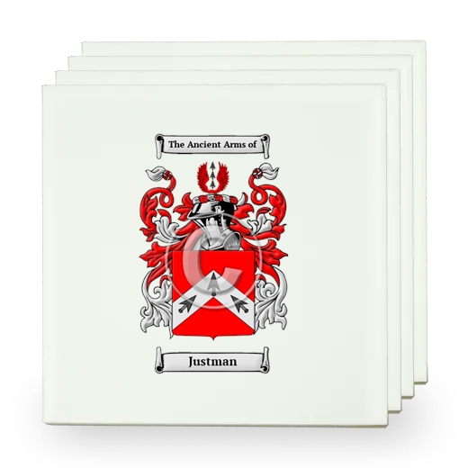 Justman Set of Four Small Tiles with Coat of Arms