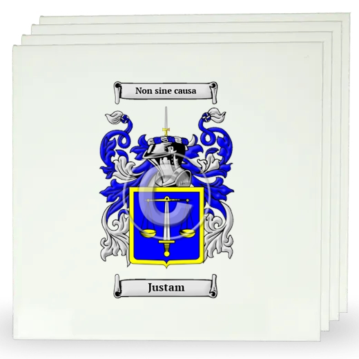 Justam Set of Four Large Tiles with Coat of Arms
