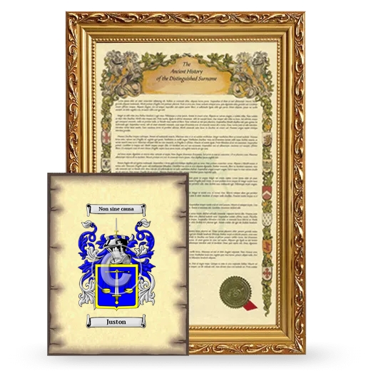 Juston Framed History and Coat of Arms Print - Gold