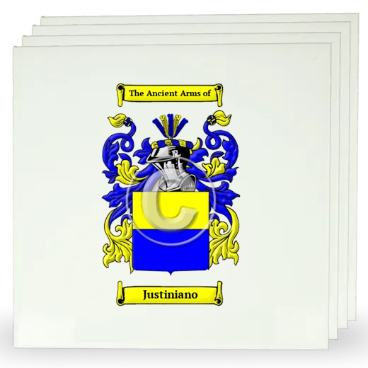 Justiniano Set of Four Large Tiles with Coat of Arms