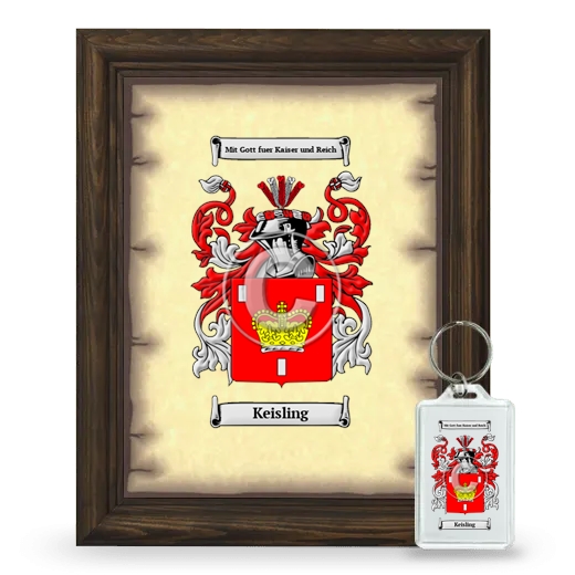 Keisling Framed Coat of Arms and Keychain - Brown