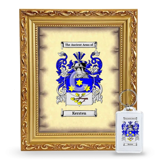 Kersten Framed Coat of Arms and Keychain - Gold
