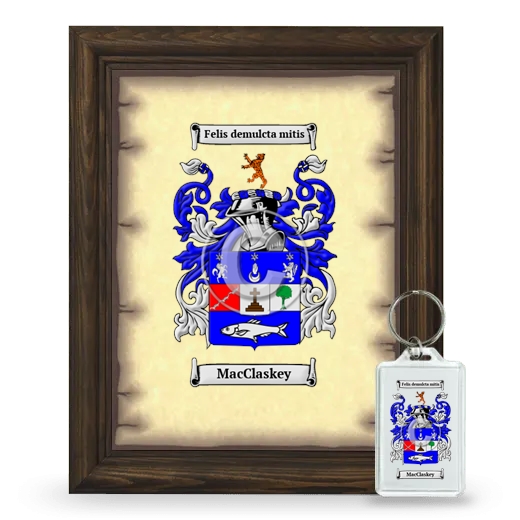 MacClaskey Framed Coat of Arms and Keychain - Brown