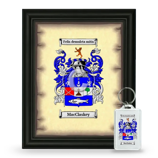 MacClaskey Framed Coat of Arms and Keychain - Black