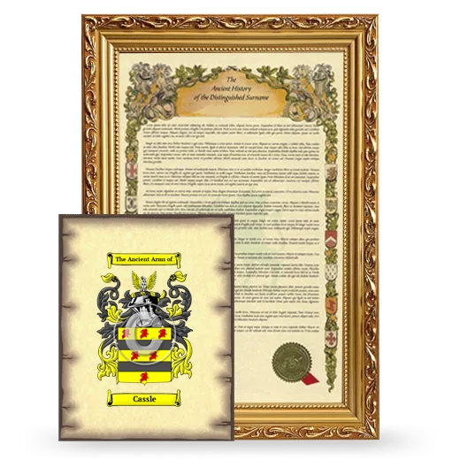 Cassle Framed History and Coat of Arms Print - Gold