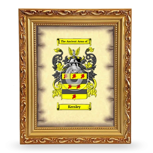 Kersley Coat of Arms Framed - Gold